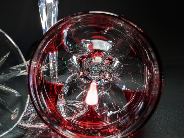 Faberge Colored Crystal Lausanne Hock Glasses. 8 1/2" H x 3 1/4" W