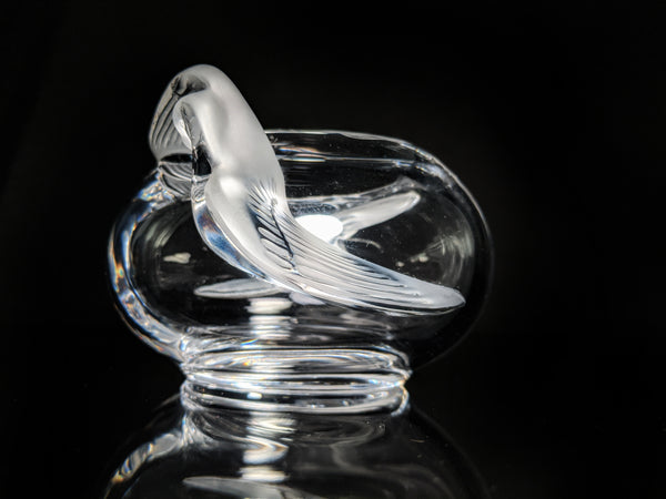 Lalique Crystal Glass "Adelaide" Dove Bird Bowl