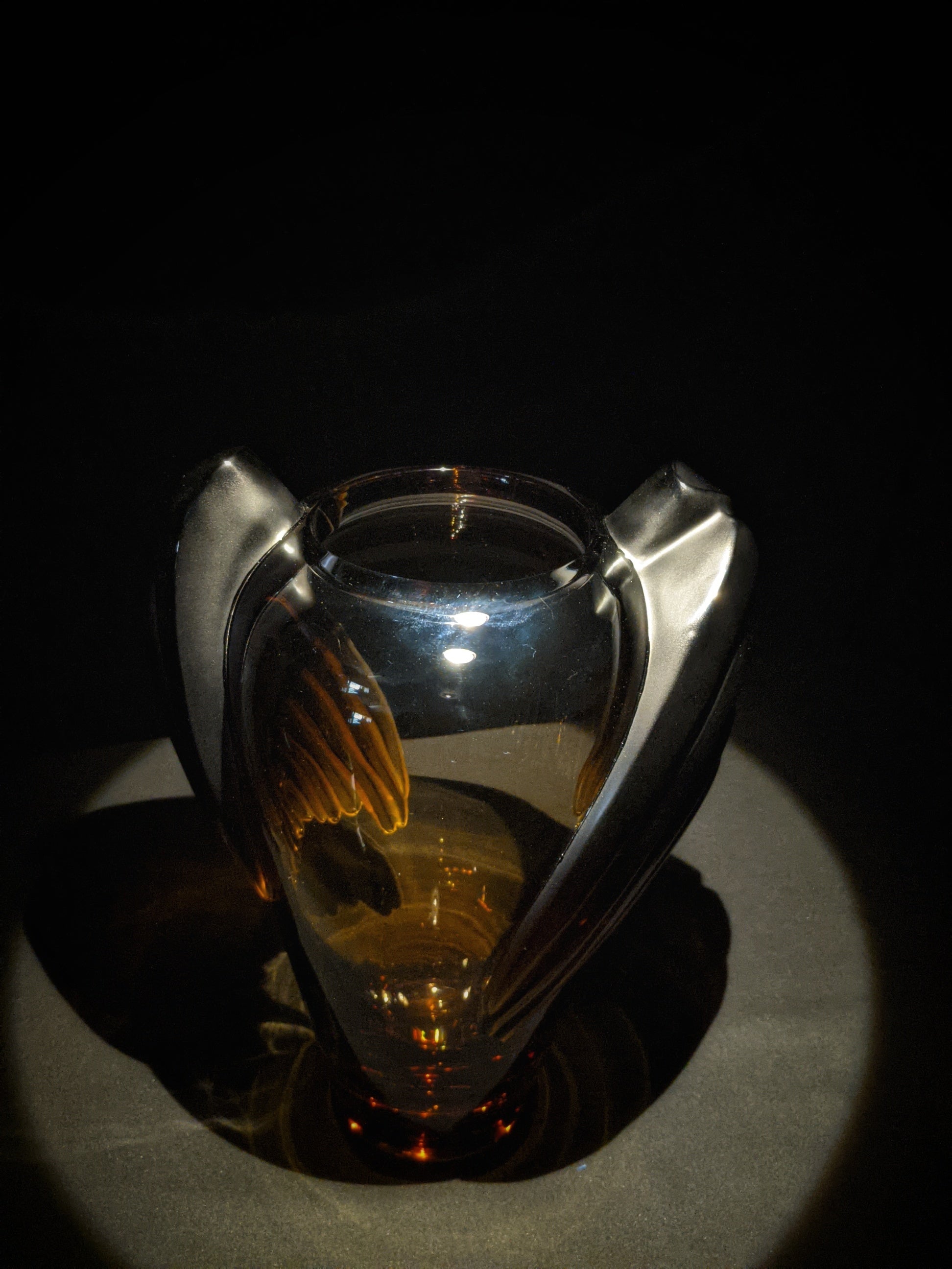 LALIQUE "Marrakech" Vintage Sculptural Art Glass Vase by Marie-Claude Lalique