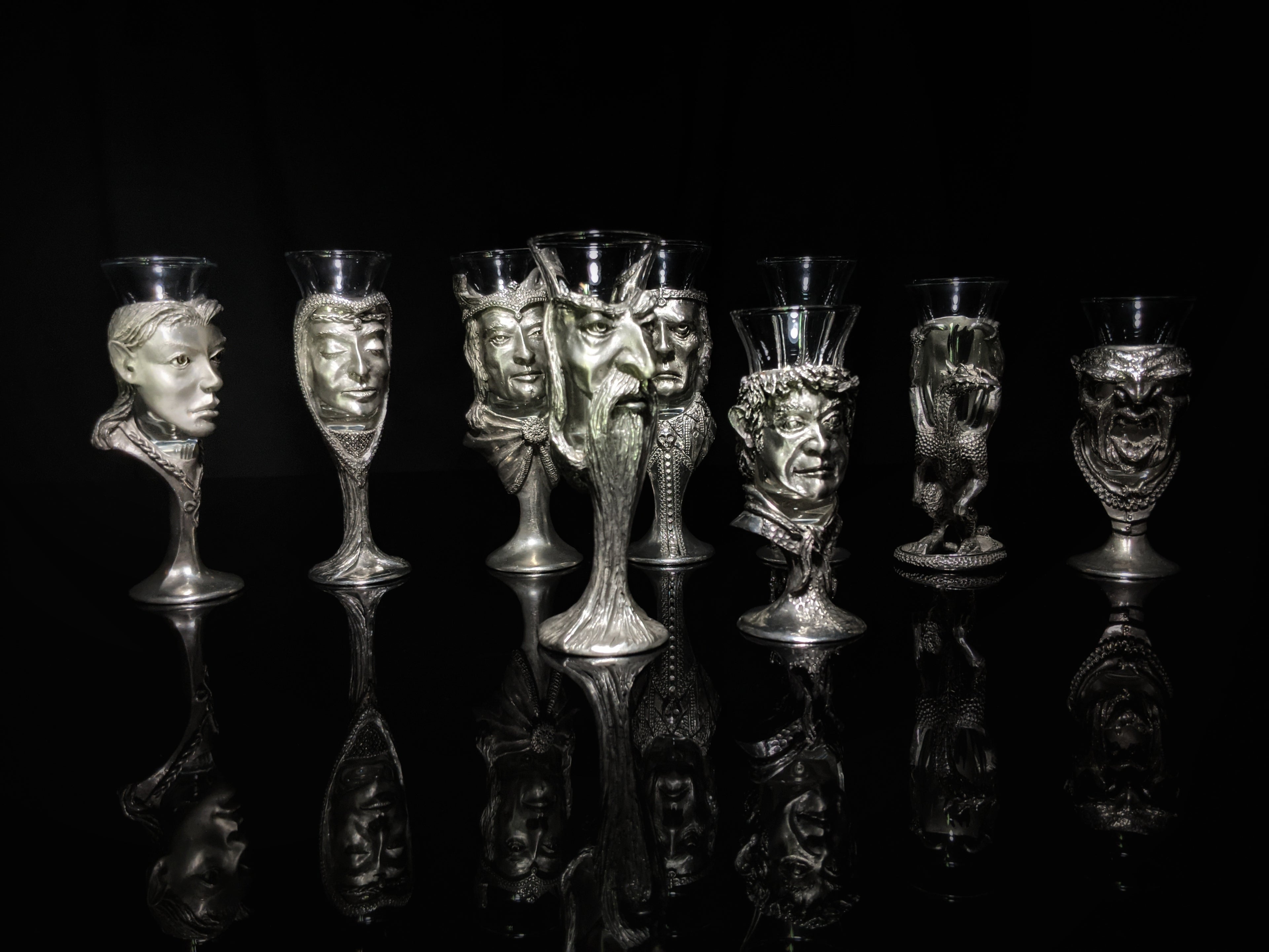 Royal Selangor Lord of Rings  Pewter  Shot Glasses   Set of 9