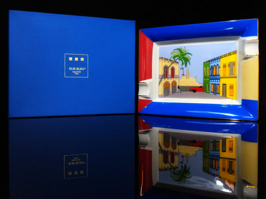 Elie Bleu Casa Collection Porcelain Ashtray with Gold Plated rests