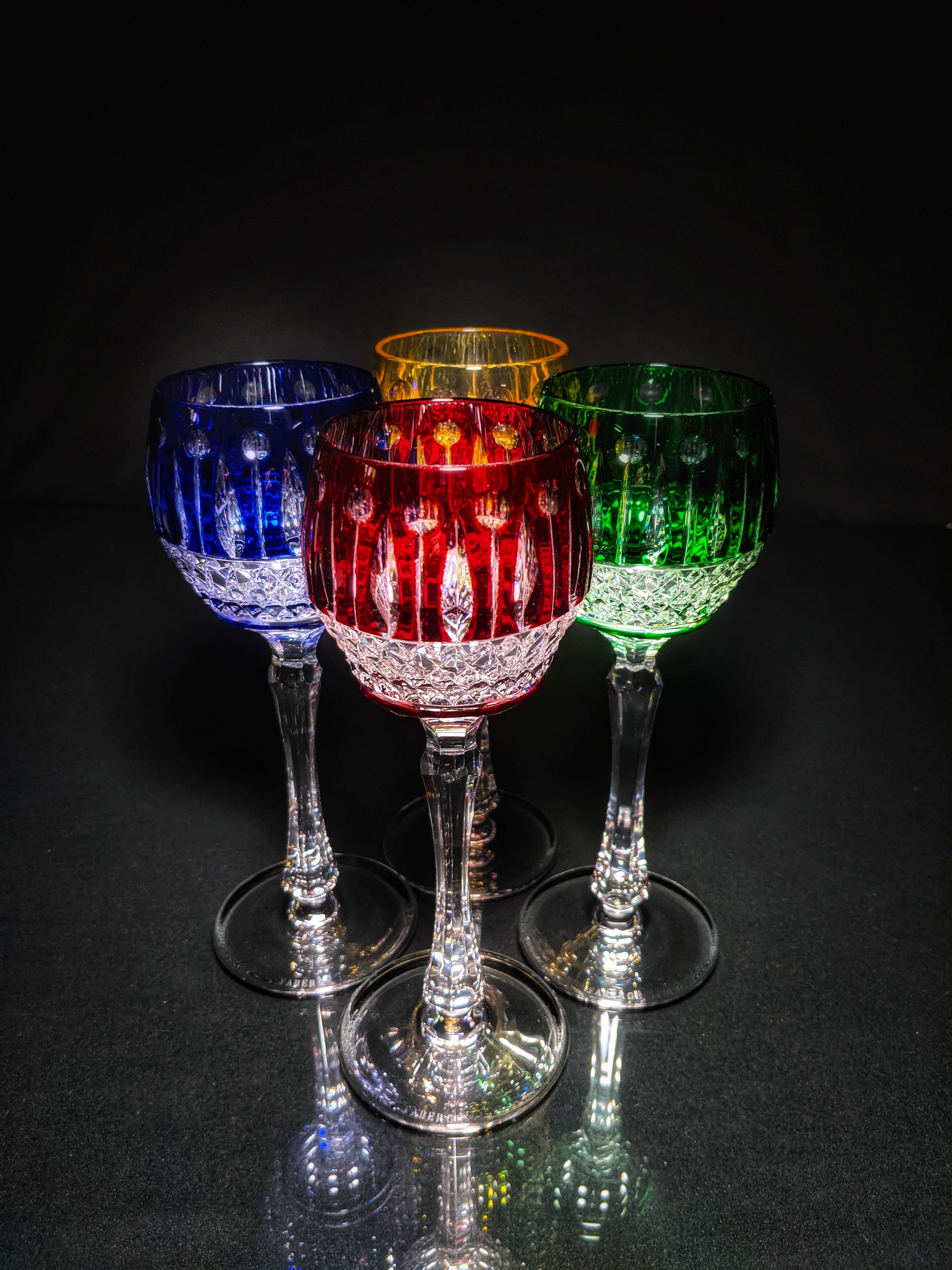 FABERGE XENIA IMPERIAL CASED CUT TO CLEAR CRYSTAL GOBLETS  SIGNED NO BOX