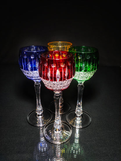 FABERGE XENIA IMPERIAL CASED CUT TO CLEAR CRYSTAL GOBLETS  SIGNED NO BOX