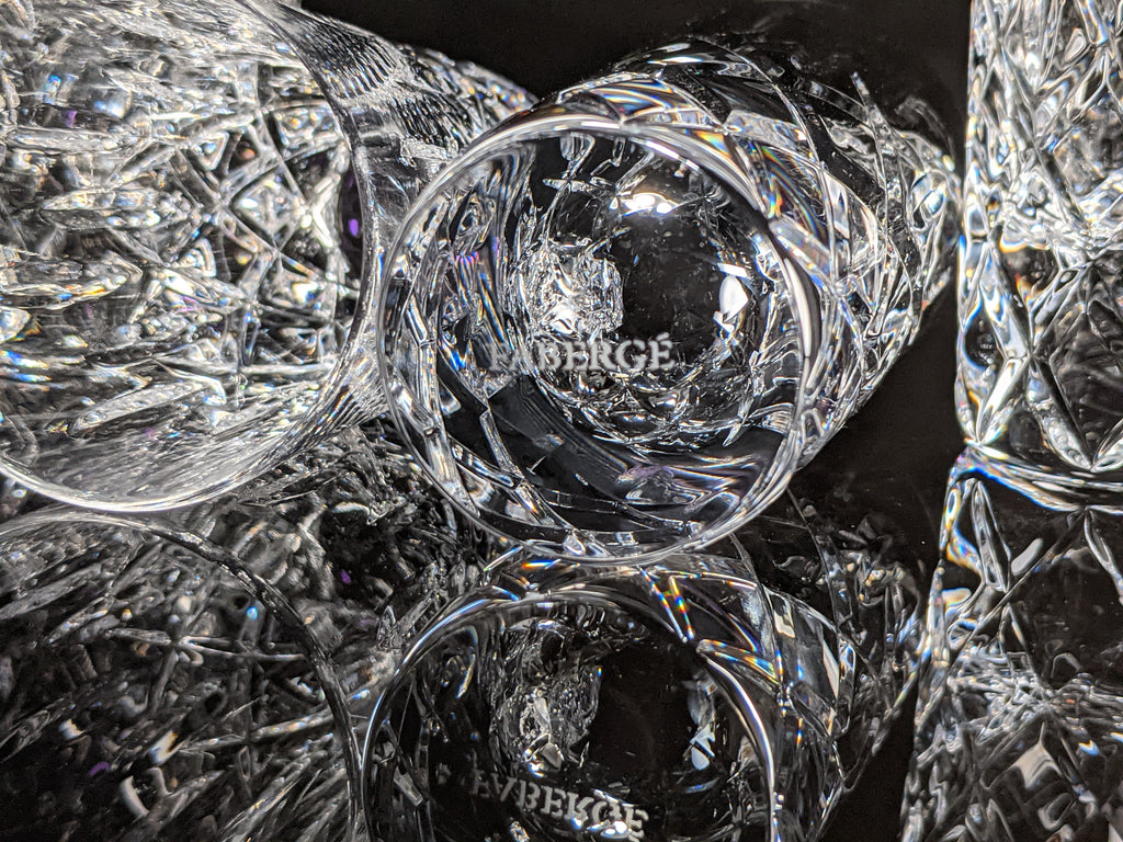 Faberge Clear Crystal Shot Glasses  Set of 4 NIB
