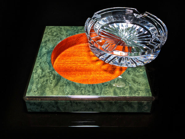 green burl wood ashtray new in the box