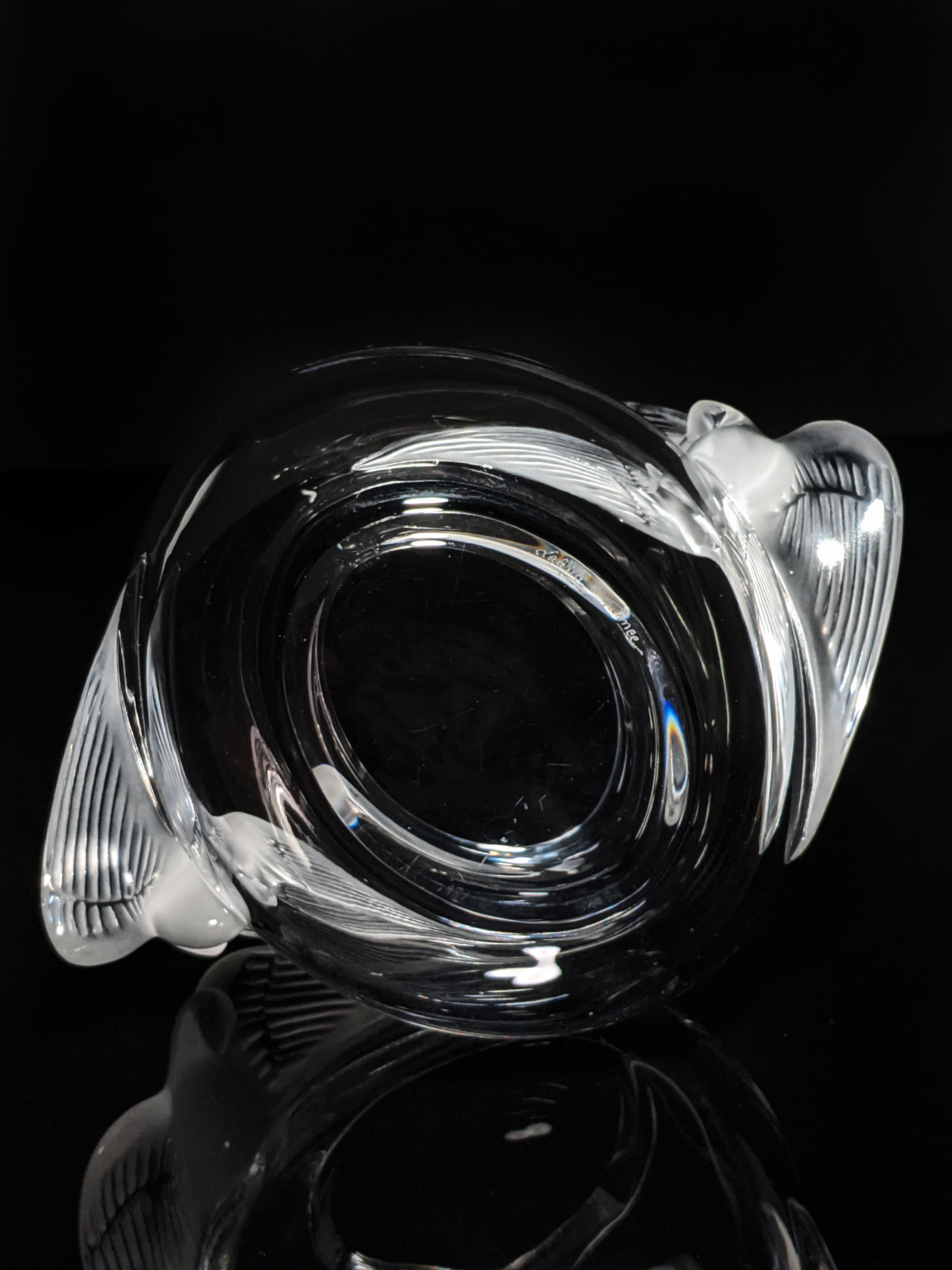 Lalique Crystal "Adelaide" Dove Bird Bowl