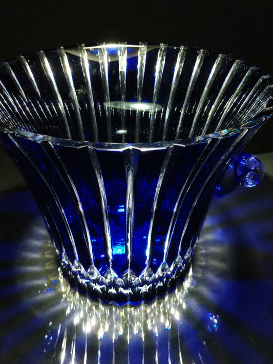 AJKA Cobalt Blue and Clear Cut Large Ice Bucket