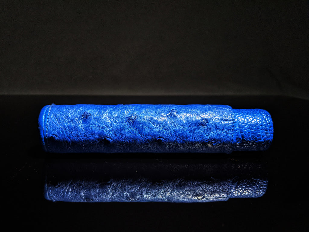 Brizard and Co Blue Ostrich Single Cigar Tube Holder