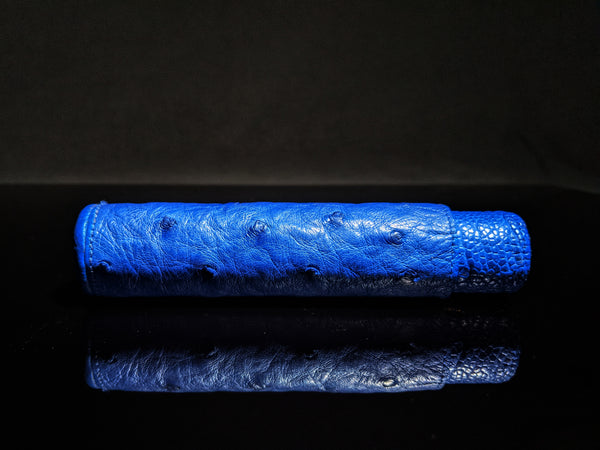 Brizard and Co Blue Ostrich Single Cigar Tube Holder