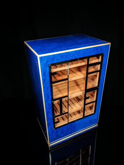 Elie Bleu Blue Madrona cabinet humidor 150 count