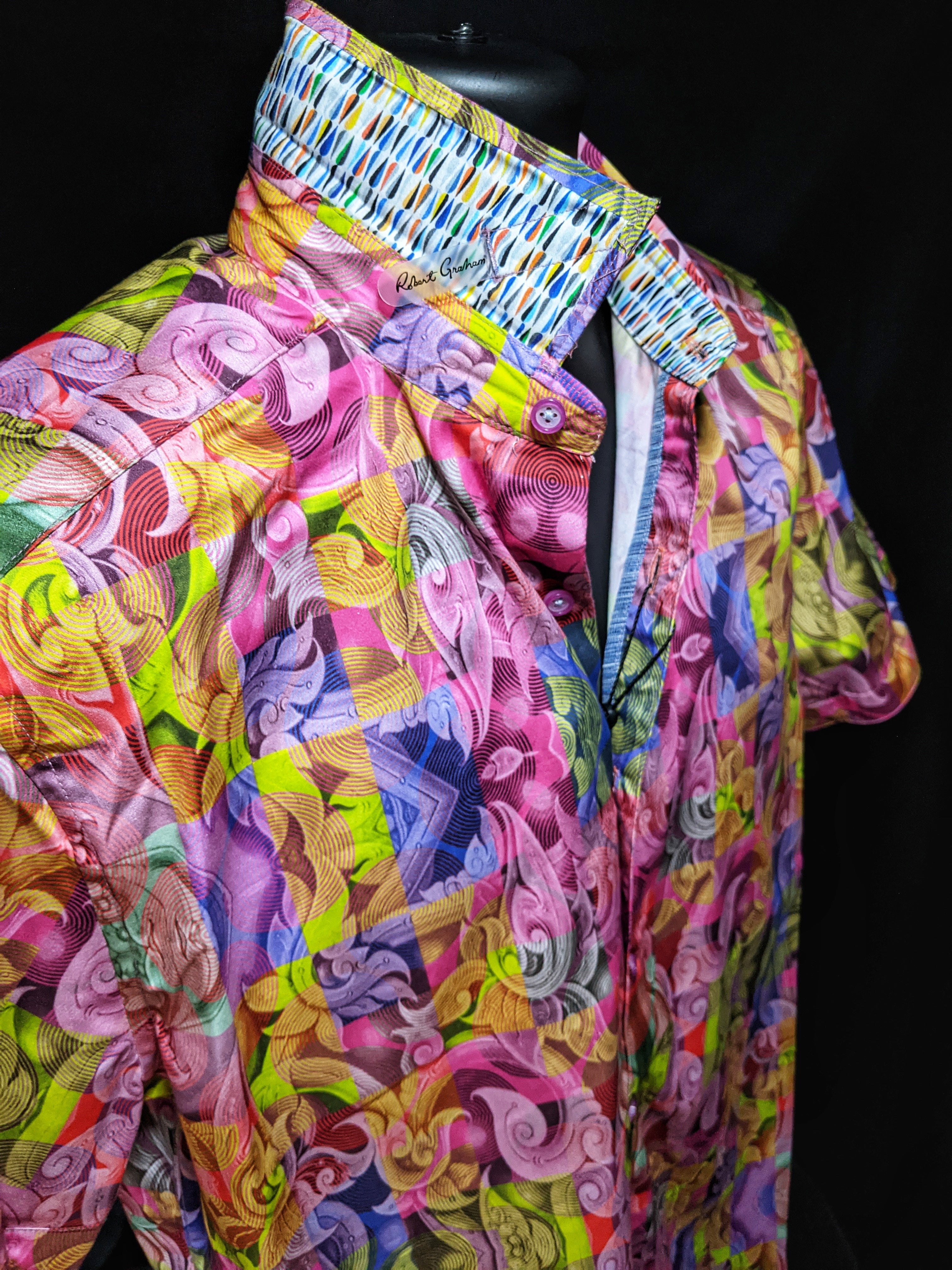 Robert Graham Riceboro Colorful Short Sleeve Shirt Size Large