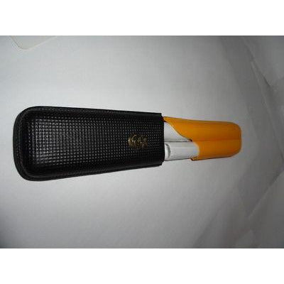 Beryllus  Black & Gold Leather Cigar Case holds 2 small size corona cigars
