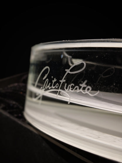 Arturo Fuente custom heavy clear glass ashtray. NIB 7 7/8" Diameter