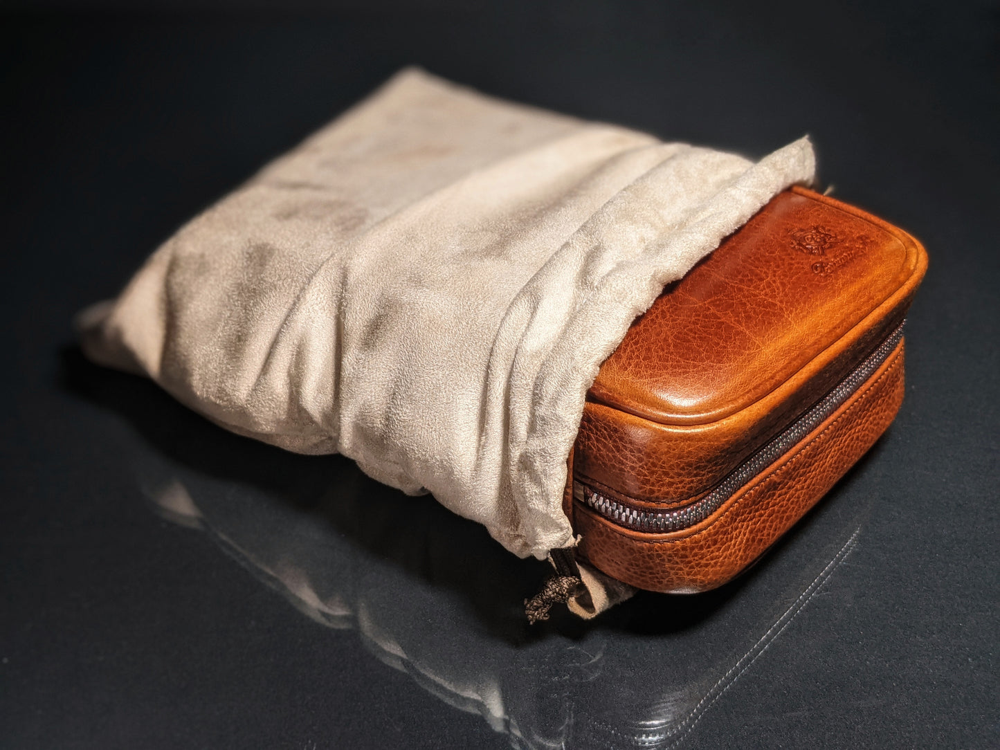 Brizard & Co. Havana Traveler - Antique Saddle Leather with cutter and lighter