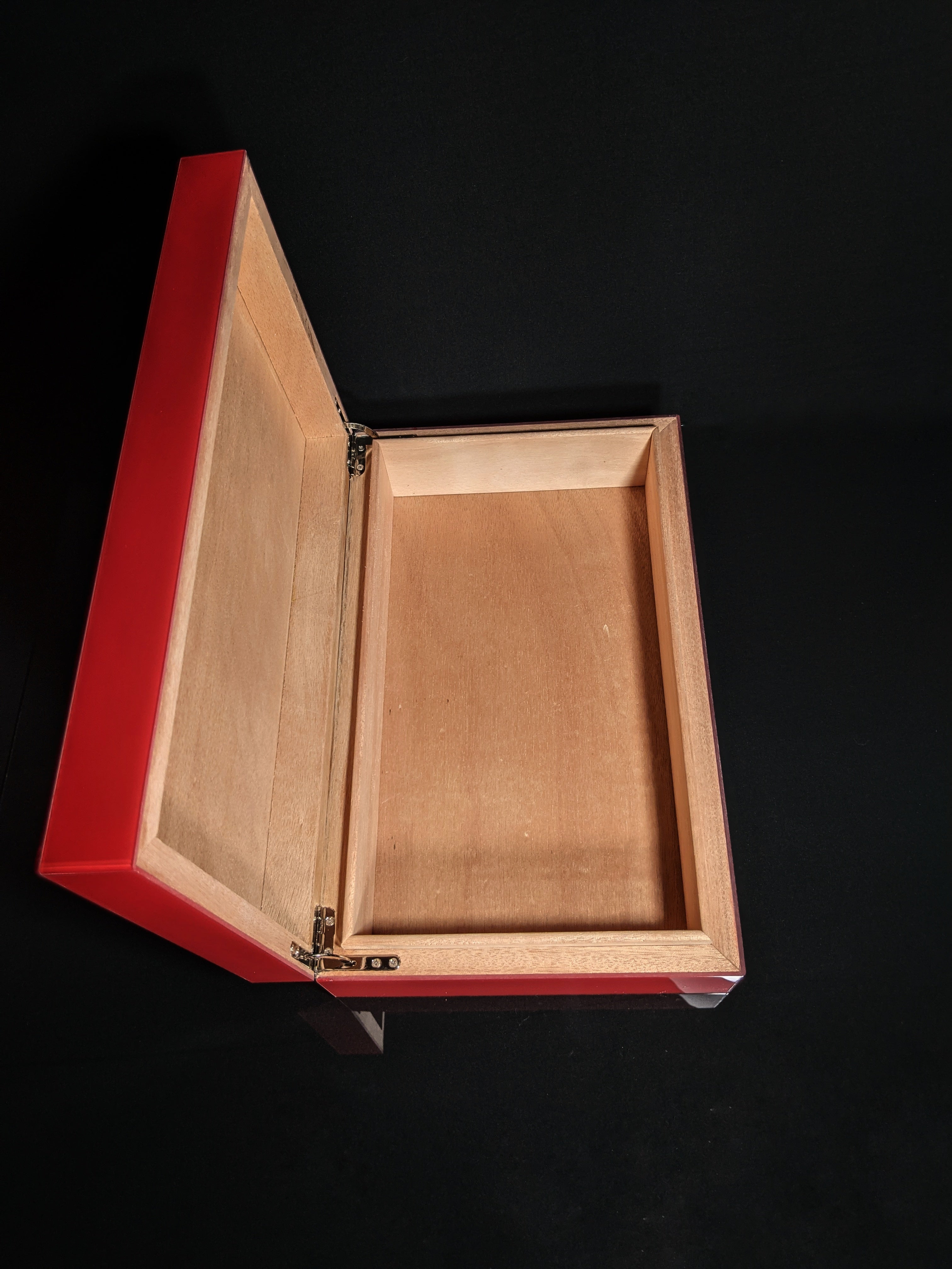 Red Lacquer Finish Wood Humidor Showroom Model