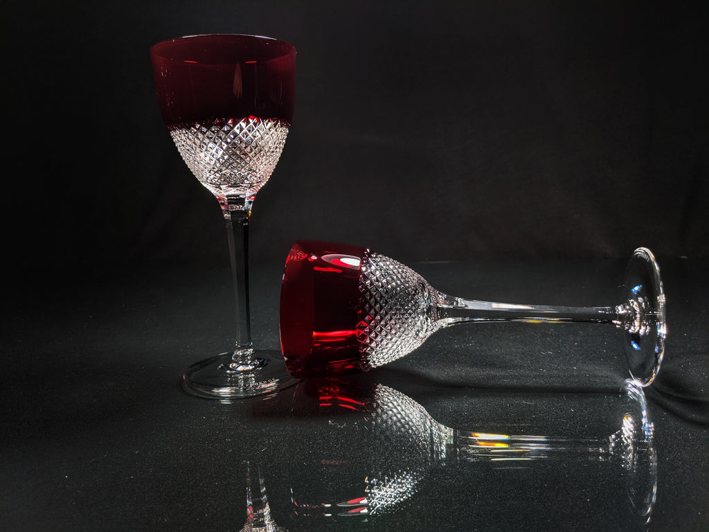 Faberge Crystal Red and Clear Goblets