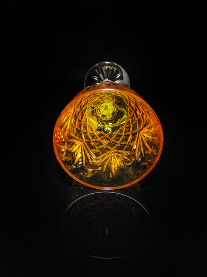 Faberge | Yellow Gold Odessa Hock Crystal Wine Glass. 8 3/8 H by 3" Rim