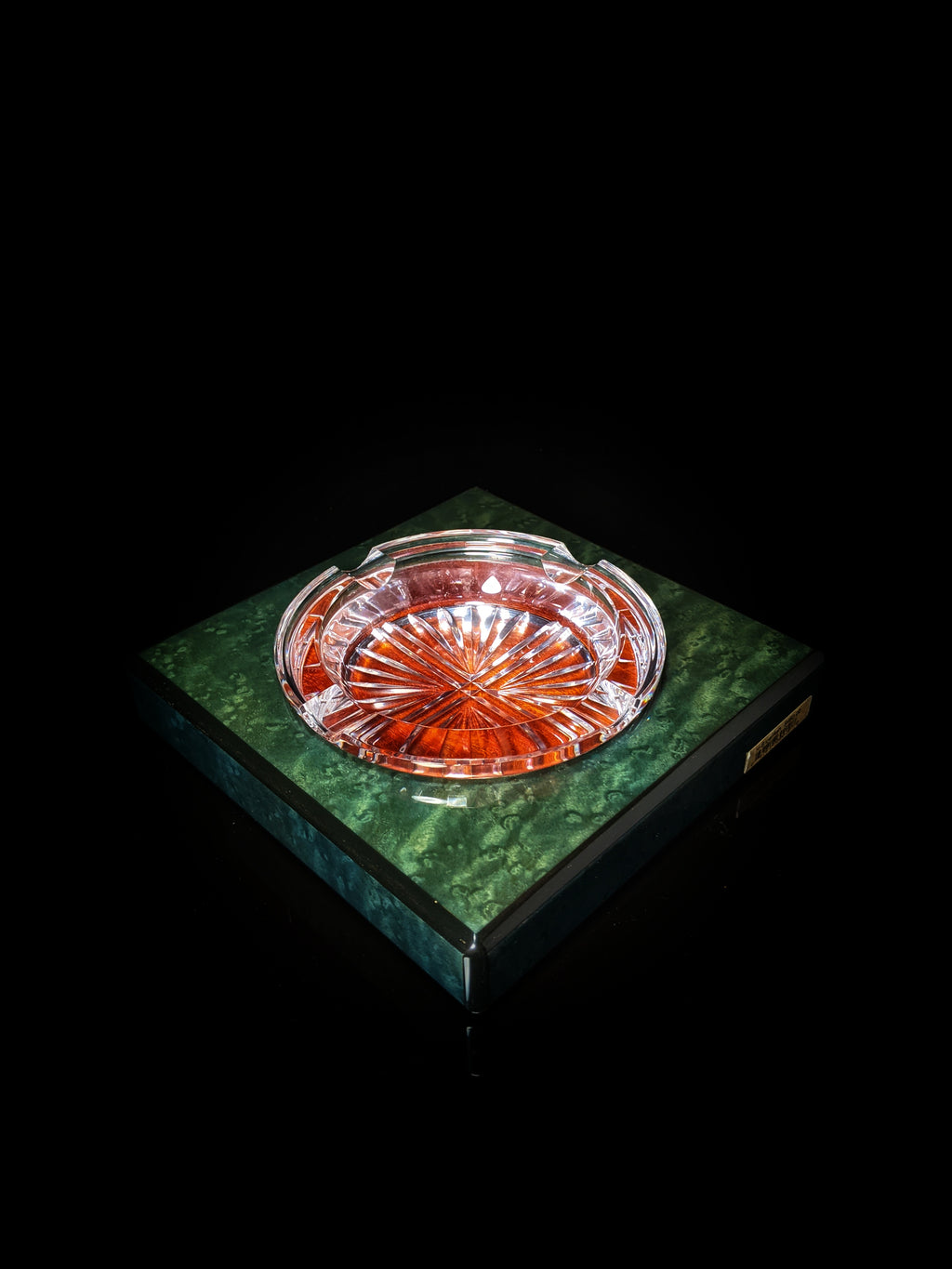green burl wood ashtray new in the box