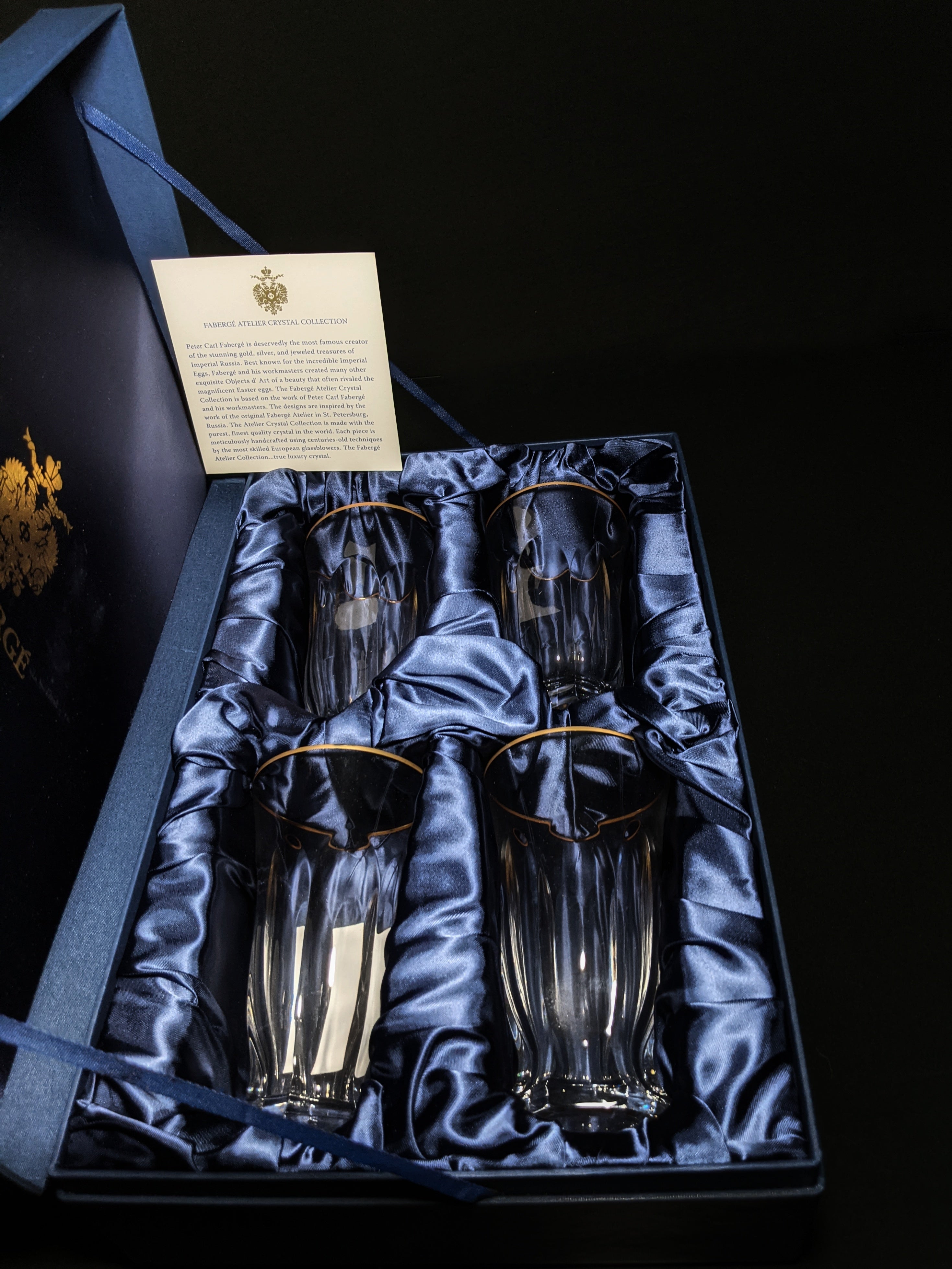 Faberge  Crystal Highball Glasses set of 4 NIB