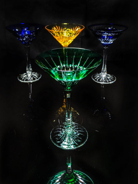 Faberge Crystal Martini Glasses Set Of 4 New In Presentation box