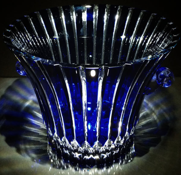 AJKA Cobalt Blue and Clear Cut Large Ice Bucket