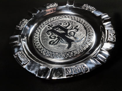 polished pewter 9 " cigar ashtray with 5 slots for your cigars