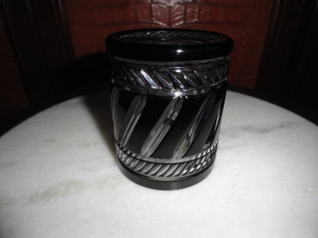 Faberge Marie Louise Black Crystal Old Fashion Glass