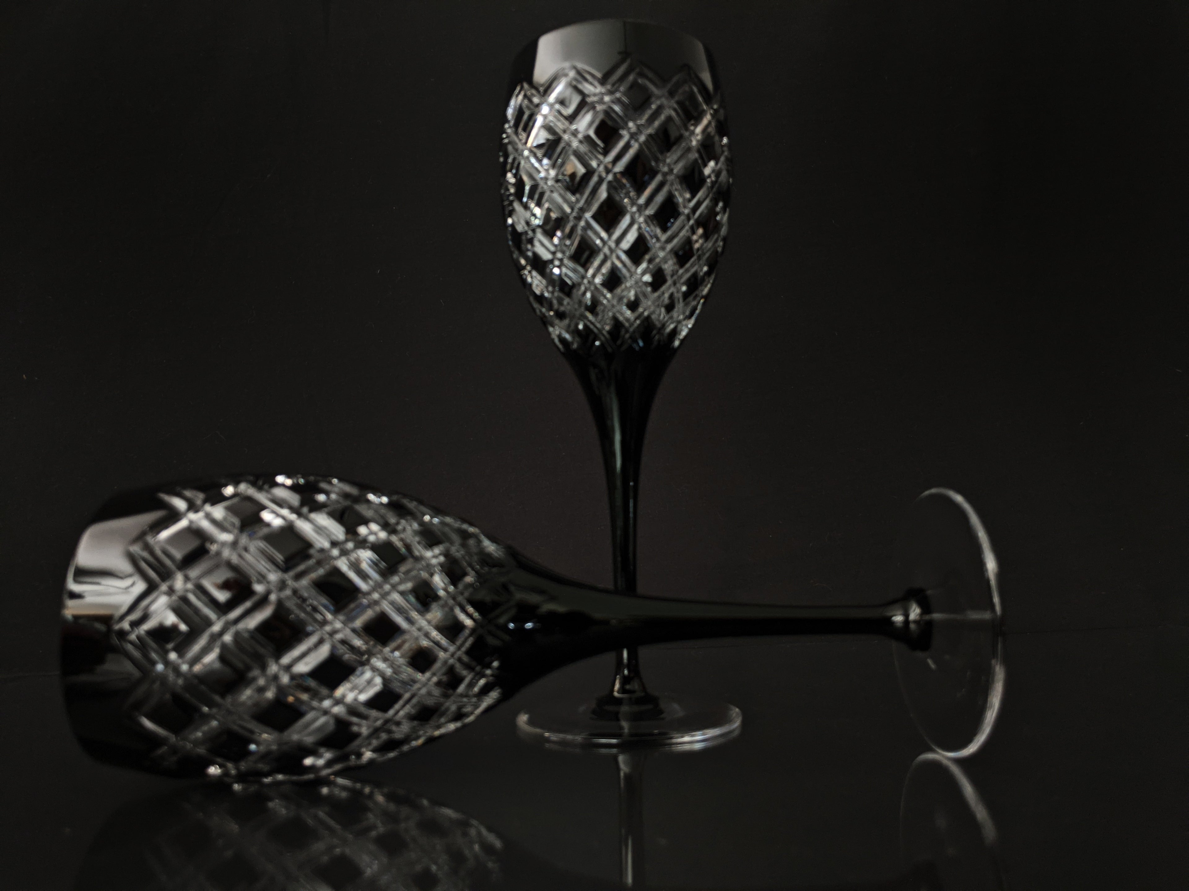 AJKA Athenee Black Onyx Crystal Goblets
