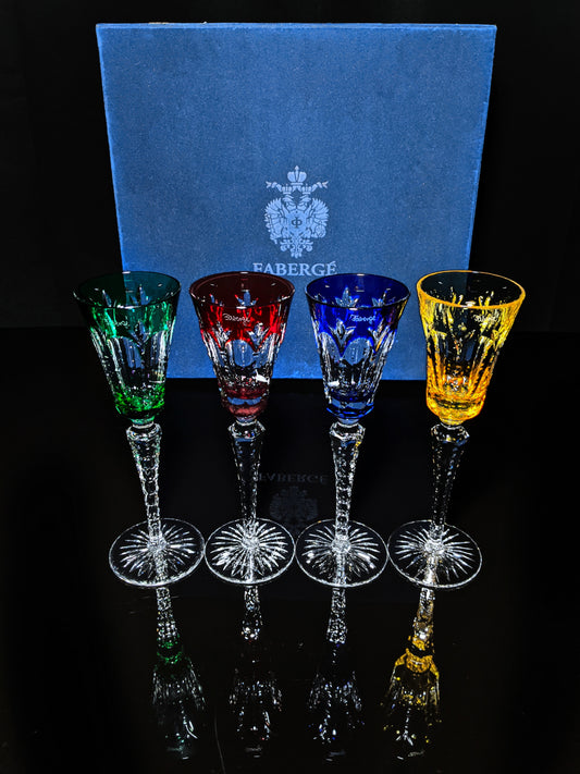 Faberge  Palais Royal  Crystal Colored Flutes signed by Tatiana Faberge NIB