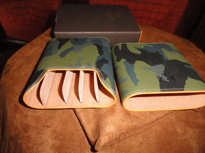 Brizard and Co Golfer's Case  ( Showband 5 ) Camouflage and Orange Leather NIB