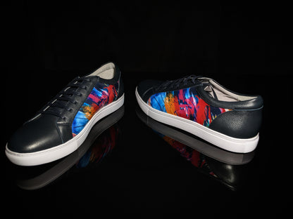 Robert Graham Finish Line Leather Printed Navy Multi Sneakers Size 13