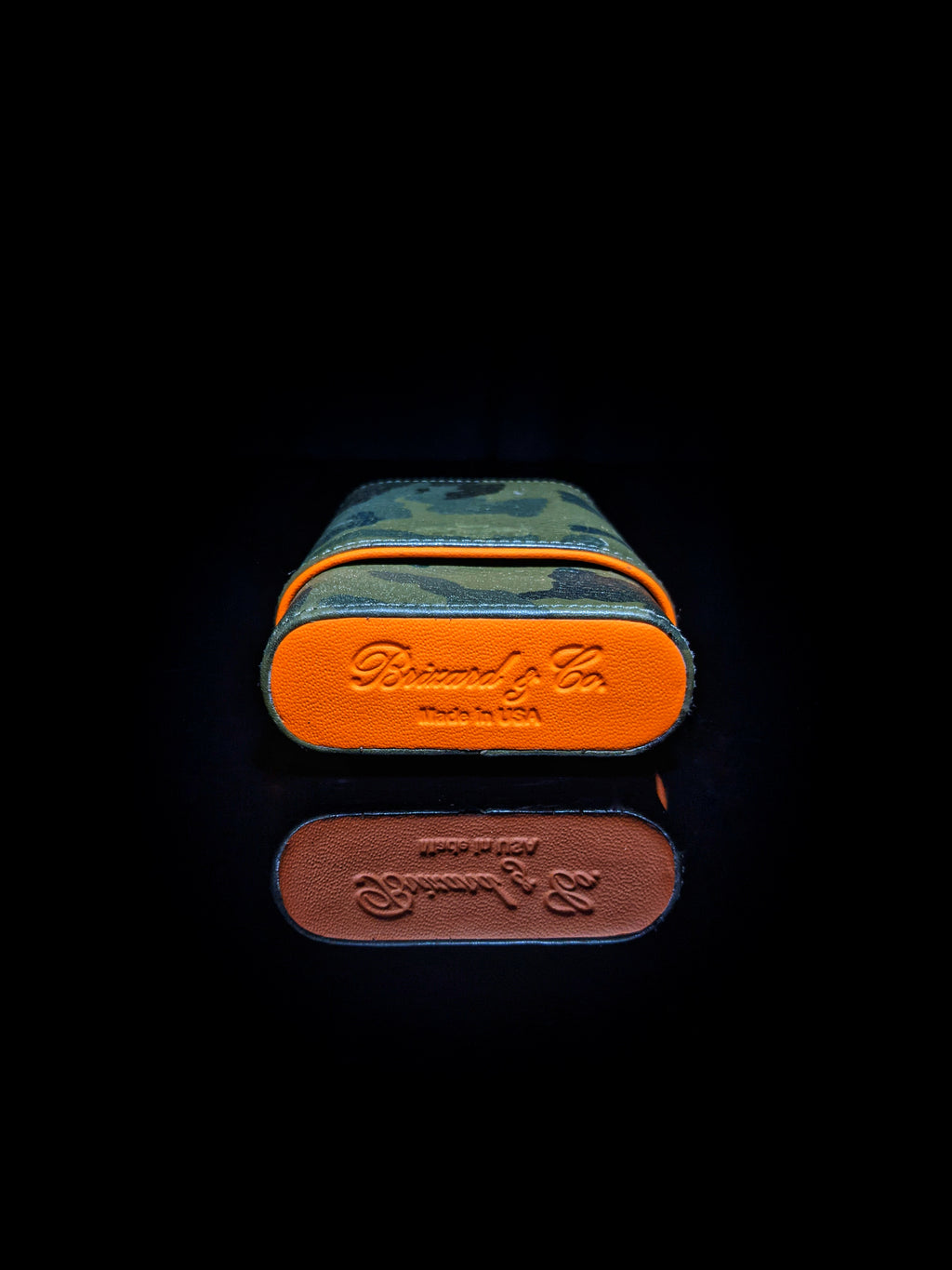 Brizard and Co. Show Band 3 Cigar Case — Camouflage & Orange Leather