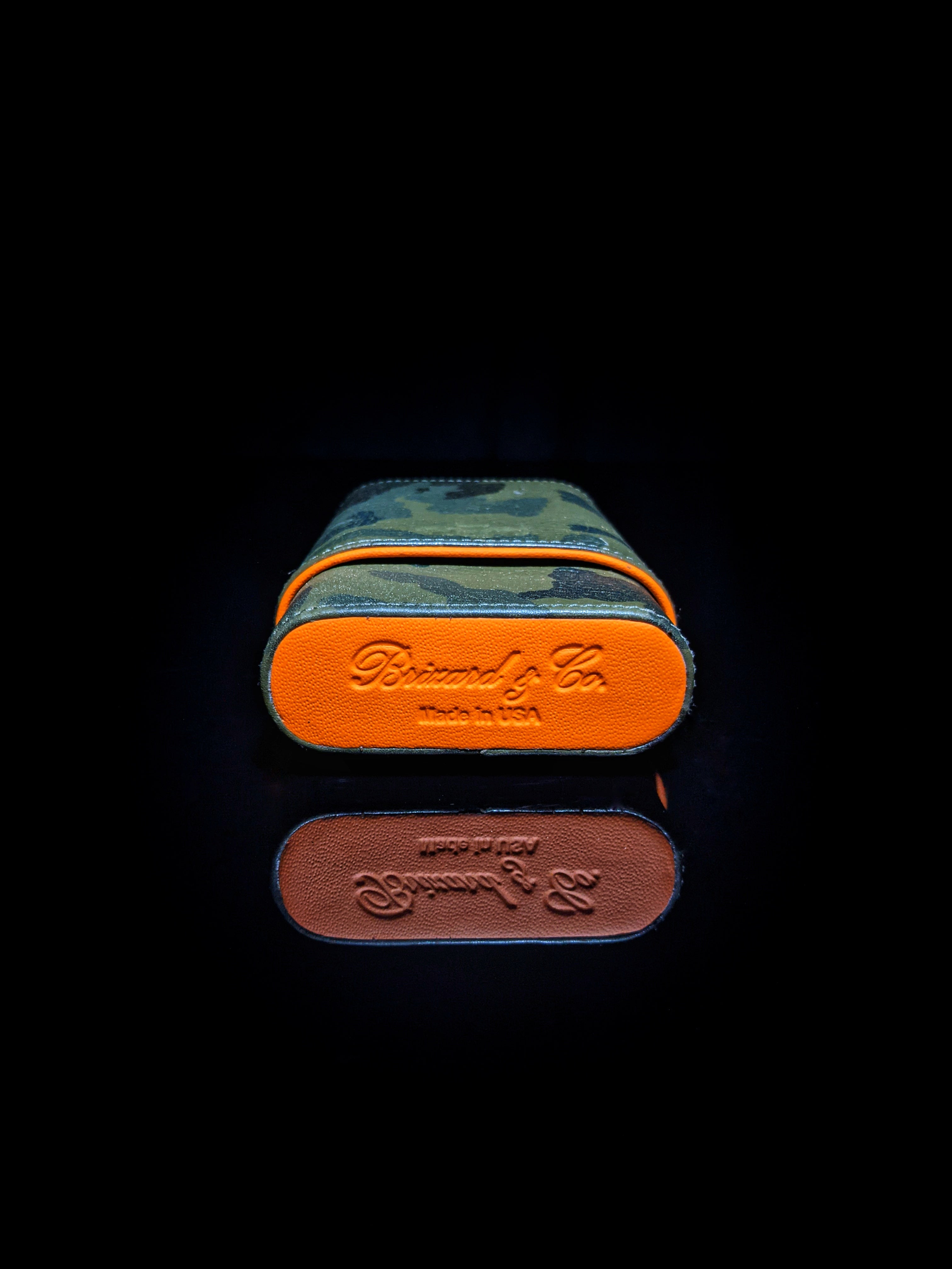 Brizard and Co. Show Band 3 Cigar Case — Camouflage & Orange Leather