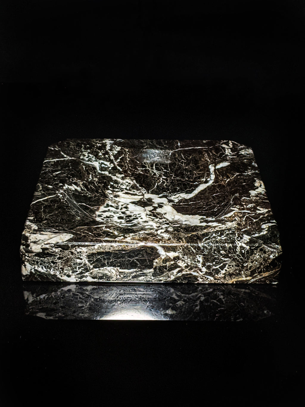 Black Marble Square Cigar Ashtray 7" square NIB
