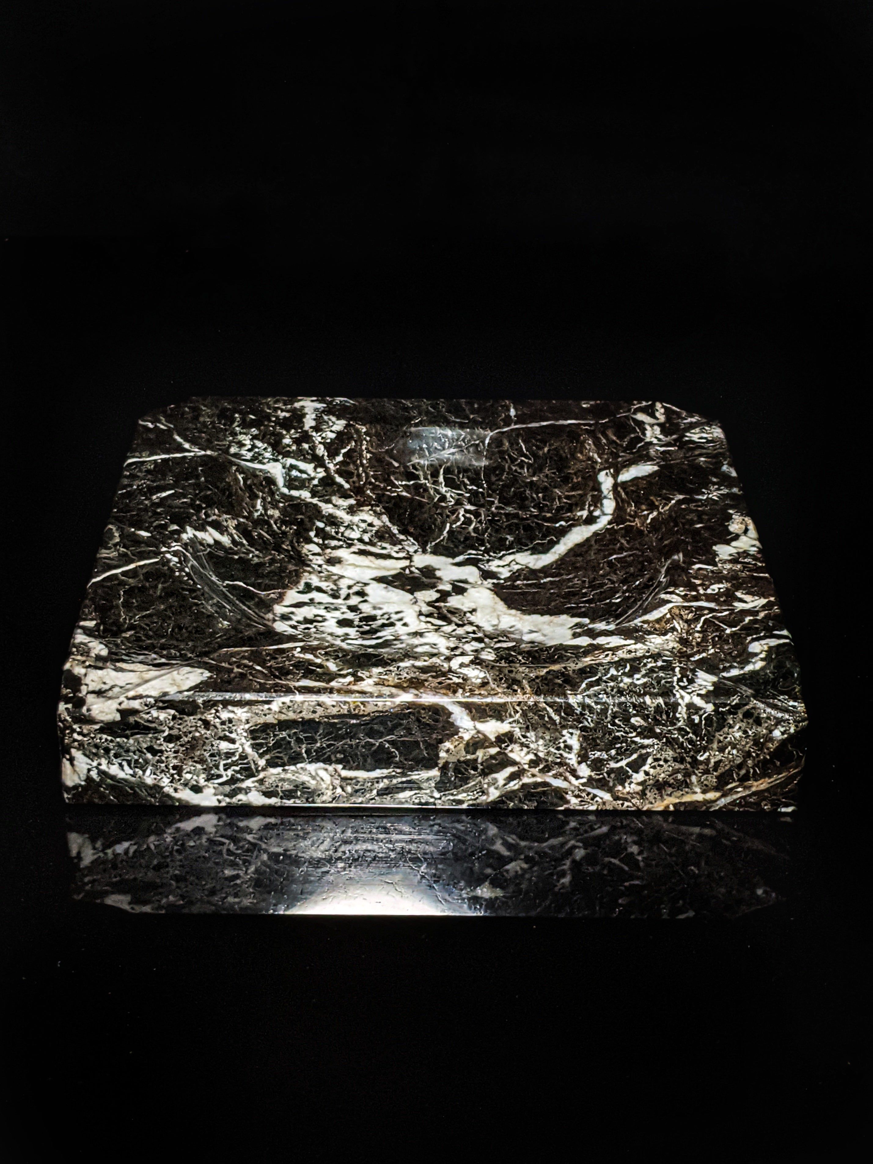 Black Marble Square Cigar Ashtray 7" square NIB