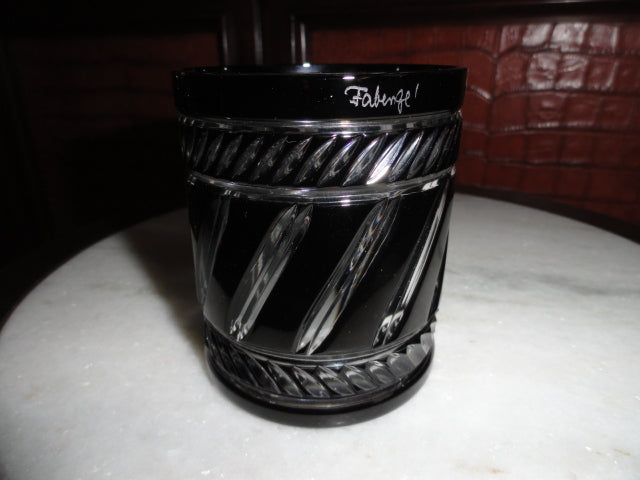 Faberge Marie Louise Black Crystal Old Fashion Glass
