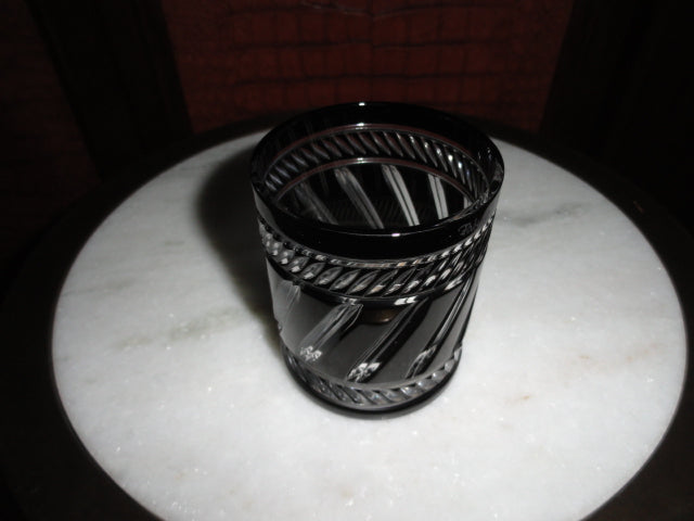 Faberge Marie Louise Black Crystal Old Fashion Glass