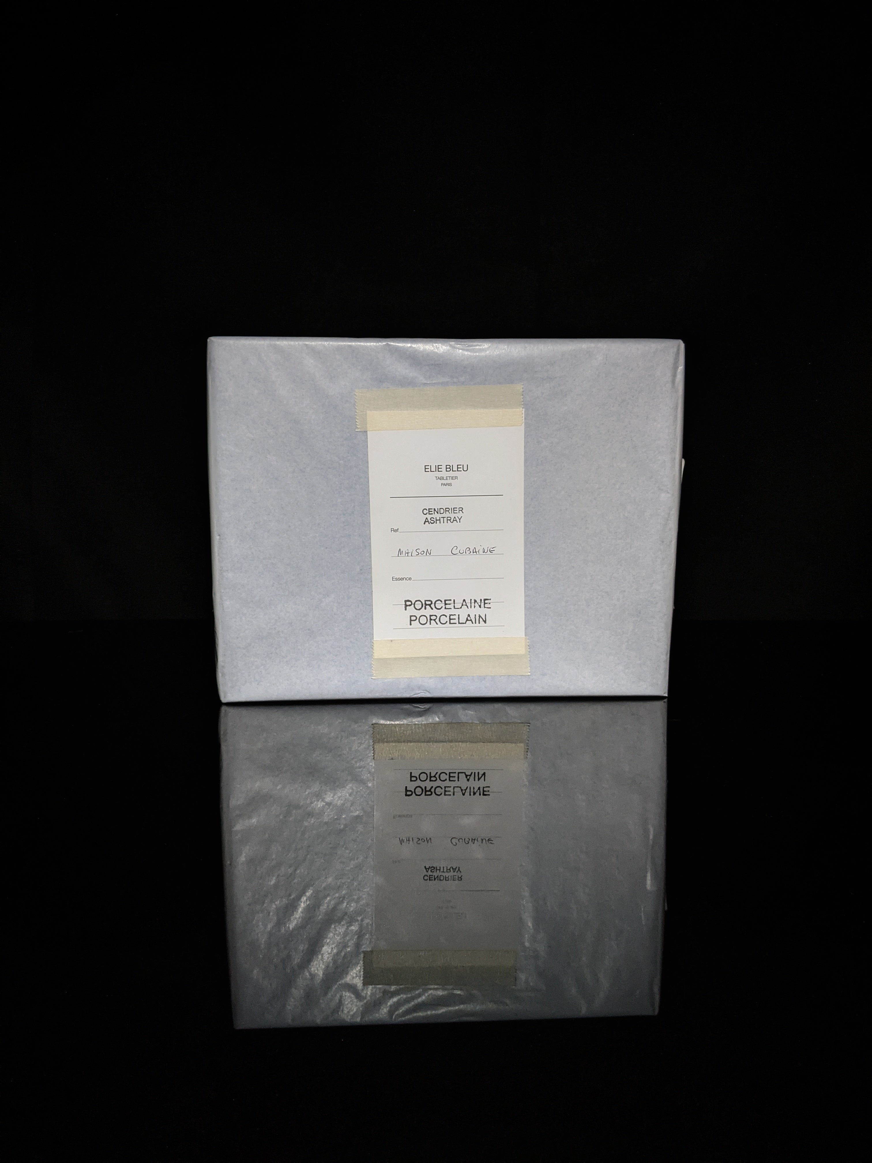 Elie Bleu Casa Collection Porcelain Ashtray with Gold Plated rests