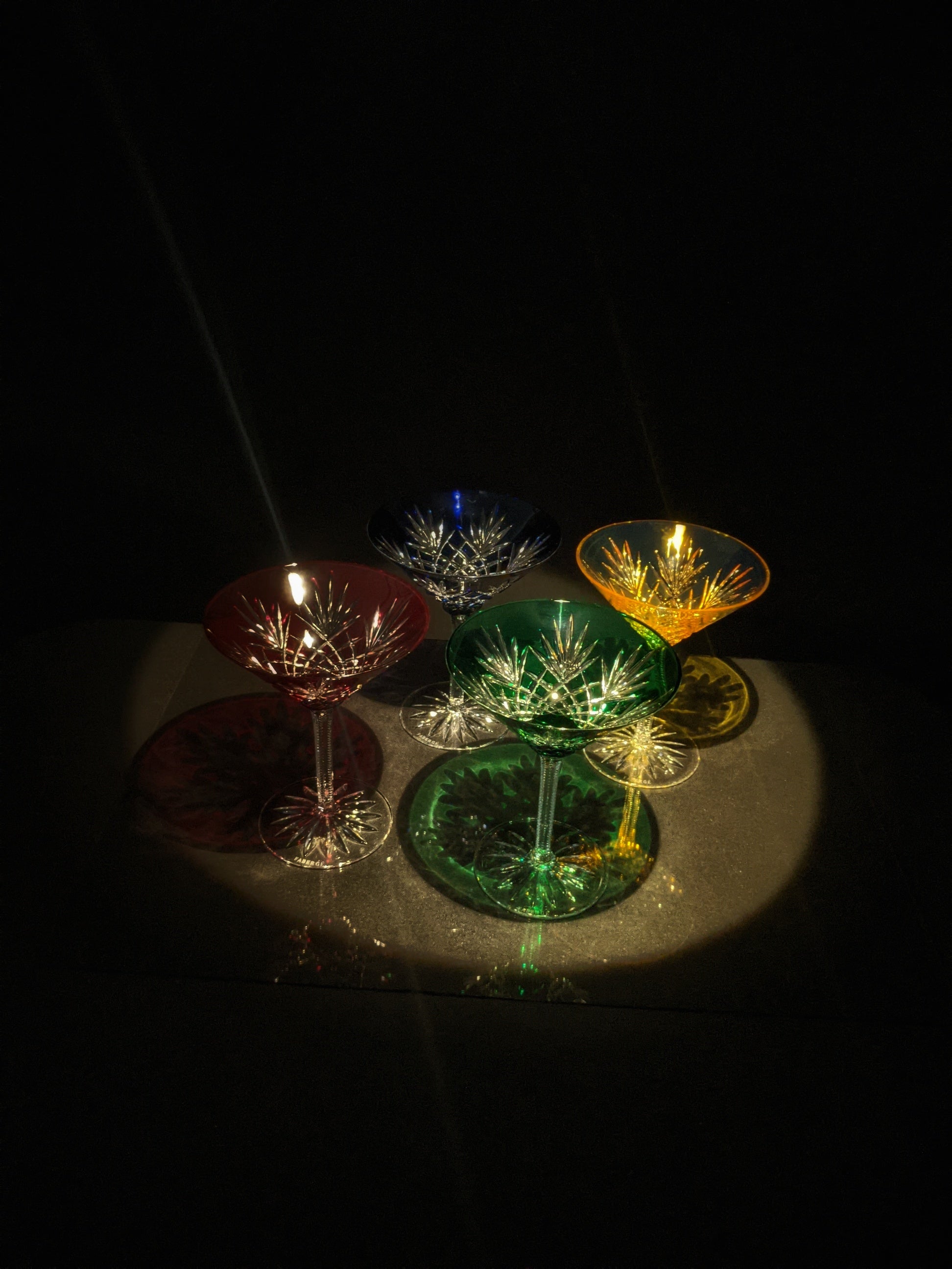 Faberge Crystal Colored Martini Glasses