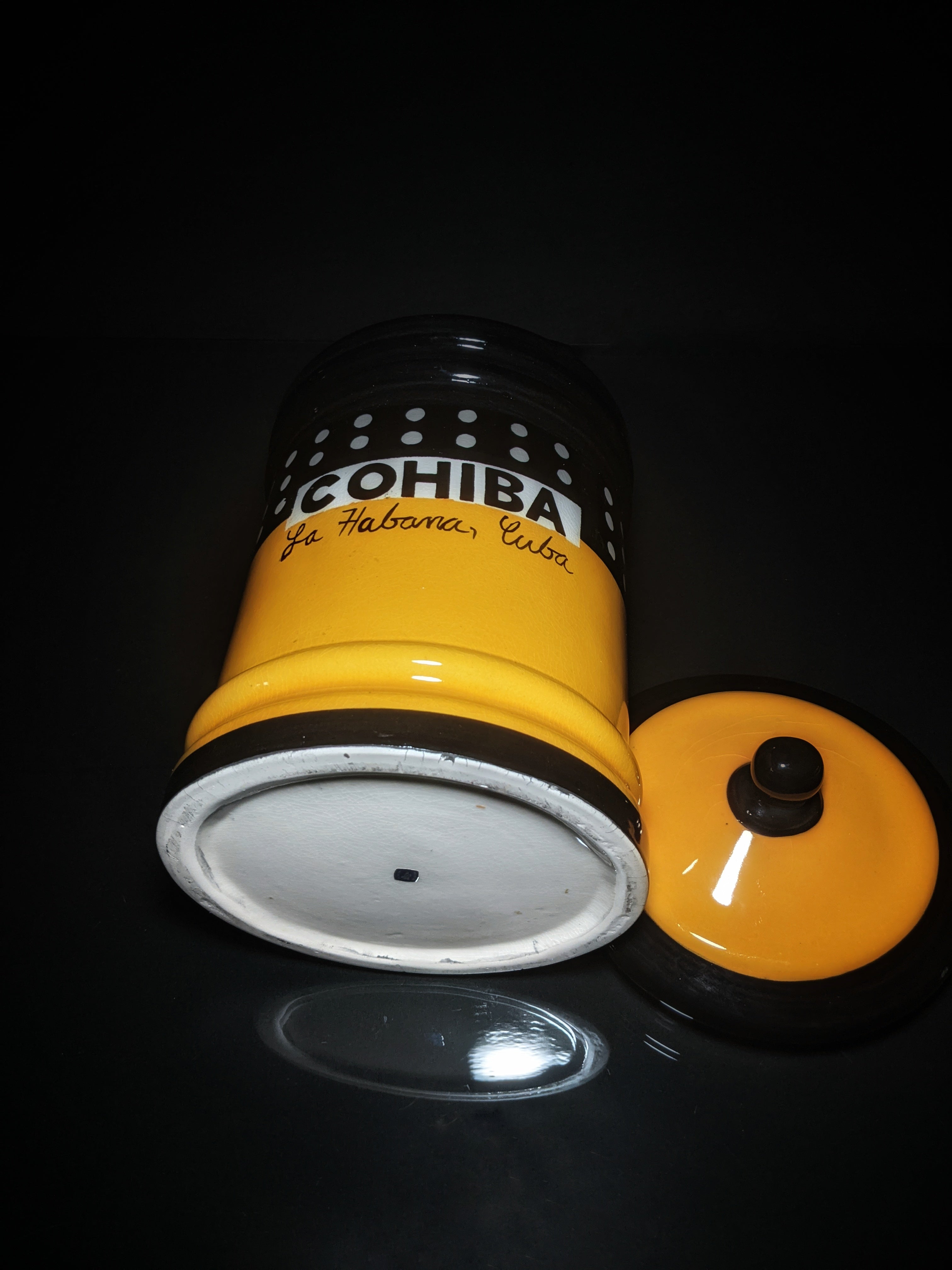 Large Ceramic Humidor Jar 13" H x 7.5" W.