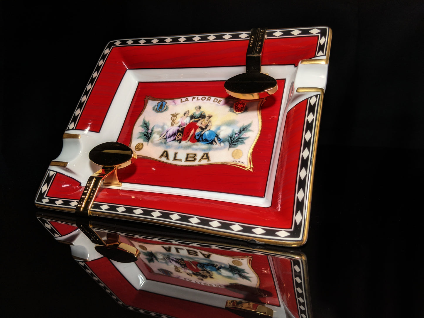 Elie Bleu Alba Porcelain Red Ashtray