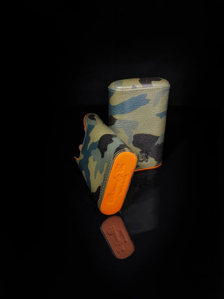 Brizard and Co Camouflage Leather Show Band 3 cigar case