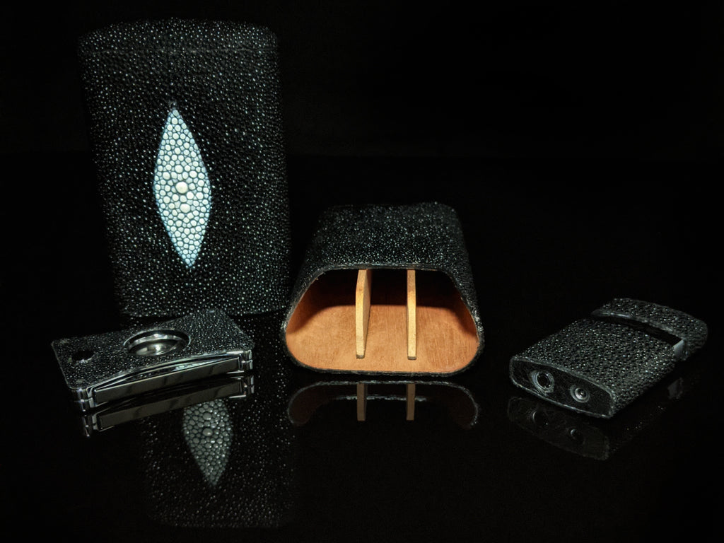 Brizard and Co. Stingray Cigar Case — with Matching Cutter & Lighter, New in Box