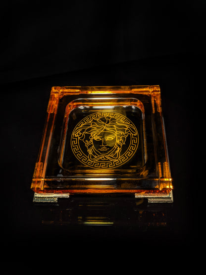 Versace Amber Crystal Ashtray NIB