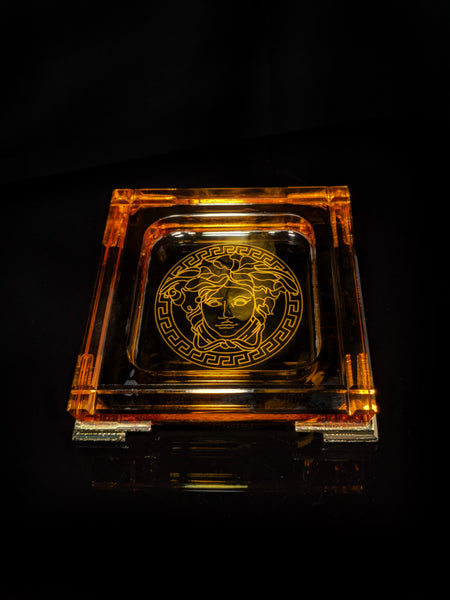 Versace Amber Crystal Ashtray NIB
