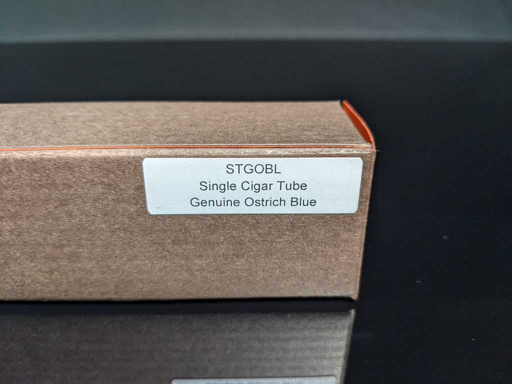Brizard and Co Blue Ostrich Single Cigar Tube Holder
