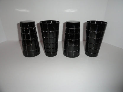 Faberge Metropolitan Black Crystal Glasses set of 8