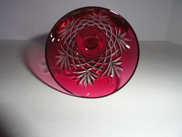Faberge Odessa Crystal Cranberry colored Wine Glass