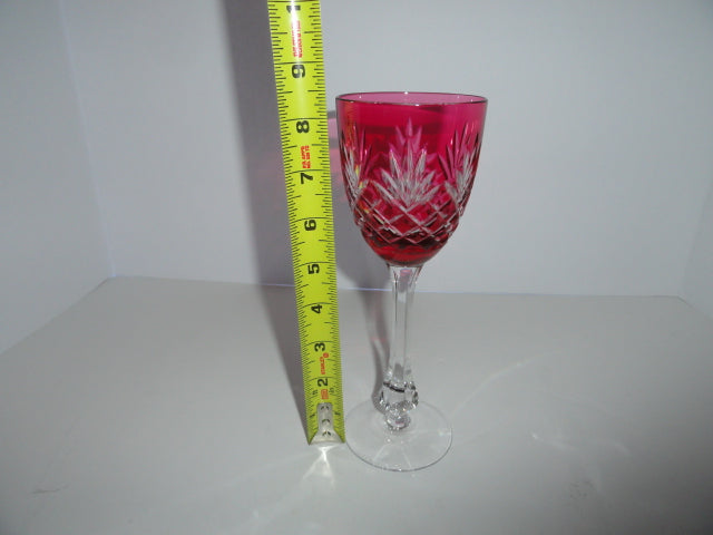 Faberge Odessa Crystal Cranberry colored Wine Glass