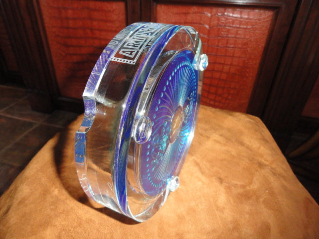 Arturo Fuente custom heavy clear glass ashtray. NIB 7 7/8" Diameter